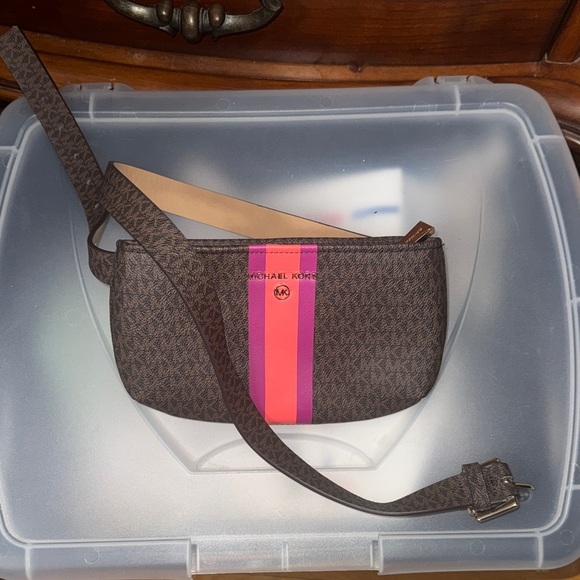 Michael Kors Handbags - Michael Kors Brown Bag with Pink and Purple Accent